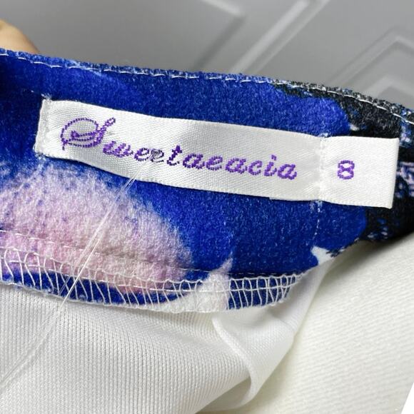 NWT, Sweetaeacia, Size 8, White & Purple Floral Open Back Mini Dress, Going Out - Picture 4 of 6